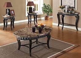 Galiana Brown Marble Top Coffee End Table Set 80068 Set Marble Tables Living Room Wood Sofa Table Marble Top End Tables