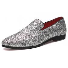 Silver Glitters Sparkles Mens Oxfords Loafers Dress Shoes Flats Loafers Men Loafers Diy Glitter Shoes