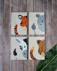 Baby Nursery Bedroom Playroom Wall Art Hand Painted Jungle Noah S Ark Zoo Animals Wood Sign Decoration Playroom Wall Art Playroom Wall Animal Nursery