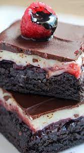 Chocolate Raspberry Brownies Recipe These Decadent Bars Are The Best Of All Worlds With A Thin Cream Ch Desserts Chocolate Raspberry Brownies Dessert Recipes