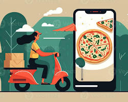 Image of delivery person using a mobile app