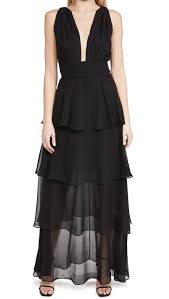 Retrofete Eloise Gathered Tiered Silk Chiffon Maxi Dress In Black Modesens