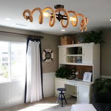 Niuyao 28 Vintage Industrial Rope Semi Flush Mount Ceiling Light Lamp Fixture Kitchen Dinin Living Room Pendant Dining Room Lighting Flush Mount Ceiling Lights
