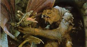 The Rancor Strangling The Dragon From Dragonslayer Itself A Disney Production In A Picture Taken During The Production Of The Rancor Scenes Just For Fun The