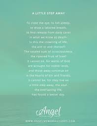 A Little Step Away Funeral Memory Poem For Memorial Cards Memorialcards Funeralpoem Prayers Remembrancepoe Funeral Poems Remembrance Poems Memorial Cards