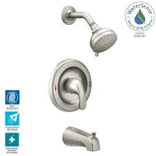 Legend round handle, bowl plate; Moen Adler Single Handle 4 Spray Tub And Shower Faucet With Valve In Spot Resist Brushed Nickel Valve Included 82613srn The Home Depot