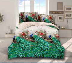 Amazon Com Fashion 3d Animal Tiger Cats Peacock Bedding Sets Bed Sheet Pillow Cases Duvet Cover Size Twin Queen 3pcs Peacock Green Queen Home Kitchen