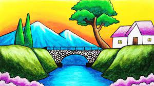 How to draw nature scenery.it is the right time to know the peculiar procedures on how to draw nature scenery. How To Draw Easy Scenery Of Mountain Bridge And River Step By Step Simple Nature Scenery Drawing Youtube