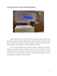 We supply products such as agro fertilizer, vegetable seeds, substrates and bacterium expert. Pasdec Holdings Berhad Assignment Internal Audit Internal Control