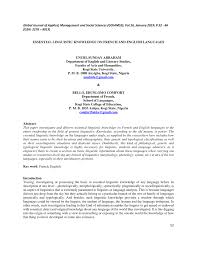 Pdf Essential Linguistic Knowledge On French And English Languages