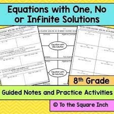 Equations With One No Or Infinite Solutions Notes And Activities Common Core Standard 8 Ee C 7 Aeverything You Need To Equations Notes Equations Like Terms