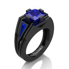 Womens Black And Blue Wedding Rings Womens Modern 14k Black Gold 3 0 Ct Princess And Triangle Blue Sapphire Wedding Ring A1006f 14kbgbs Black Diamond Wedding Rings Emerald Wedding Rings Ruby Wedding Rings