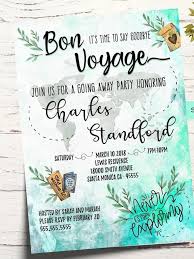 Bon Voyage Invitation Card Goodbye Invitations Going Away Etsy Bon Voyage Party Farewell Party Invitations Going Away Parties