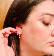 The Jade Dangling Diamond Shape Huggie Earrings