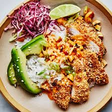 Honey sesame chicken lunch bowls fresh lettuce leaves of choice. Gochujang Ranch Crispy Chicken Bowl Recipe Bon Appetit
