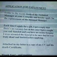 A cover letter for the food service industry won't have the same content as a cover letter for. This Deadly Serious Applicant Job Cover Letter Funny Jobs Employment Application