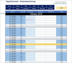 Tageskilometer Distanzberechnung Mit Excel In 2020 Distanz Excel Vorlage