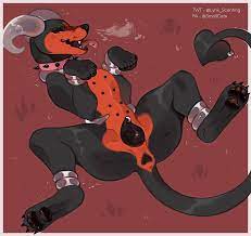 animal genitalia animal pussy animated anus ass black body black  fur black nipples black paws black pussy bodily fluids breath butt heart  canid canid demon canine genitalia canine pussy