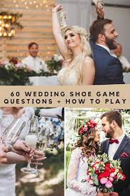 Our couples often ask us what activities or things they can do during their wedding reception to spice it up a bit. 60 Wedding Shoe Game Questions Free Printable Peachy Party