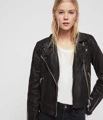 Allsaints Us Womens Conroy Leather Biker Jacket Ink Biker Jacket Leather Outerwear Leather Jackets Women