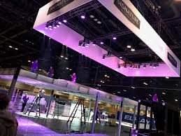 Rectangular Trade Show Hanging Sign With Truss Frame And Lighting Features Hanging Signs Trade Show Hanging