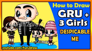 How To Draw Despicable Me Gru Agnes Margo Edith Drawing Art For Kids Tutorials Fun2draw Fun2draw Despicable Me Cartoon Drawings Disney
