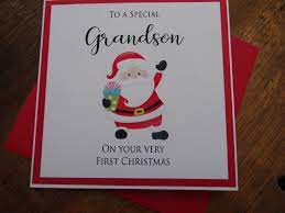 Grandson First Christmas Card Special Grandson Christmas Card Baby Grandson Very First Xmas Handmade Card Christmas Cards Cards Handmade First Christmas