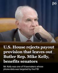 In a quietly passed piece of the law that ended the federal government  shutdown last week, U.S. Rep. Mike Kelly was the odd man out. The Butler  Republican — who was among