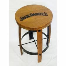 Stools have a wrought iron frame attached to reclaimed barrel stave legs and leather covered seat. The Jack Daniel S Store Barrel Wood Bar Stool Rec Room