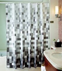Sfoothome Polyester Fabric Shower Curtain Waterproof No More Mildews Bathroom Shower Curtains Gray Squ Fabric Shower Curtains Bathroom Shower Curtains Curtains