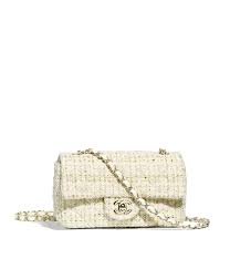 Black And White Chanel Bag Discover The Chanel Tweed Gold Tone Metal Ecru White Green Gold Mini Flap Bag And Explore The Artistr Chanel Classic Flap Bag Chanel Bag Chanel Handbags
