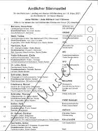 März 2021 statt,2 am selben tag wie die landtagswahl. Musterstimmzettel Zur Landtagswahl 2021 In Baden Wurttemberg Wahlumfrage De