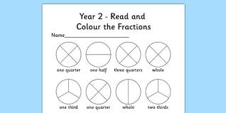Year 2 Read And Colour A Fraction Activity Sheet Fractions Worksheets Fractions Math Fractions Worksheets