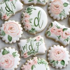 Floral Monogram Cookies Monogram Cookies Cookie Wedding Favors Flower Sugar Cookies
