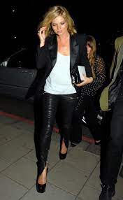 Kate Moss Out At China Tang Restaurant September 16 2008 Leather Pants Black Leather Pants Leather Leggings Fashion