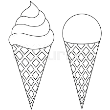 Download Line Art Ice Cream Cone Black And Stock Vector Colourbox