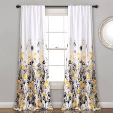 Save money online with curtain panels deals, sales, and discounts april 2021. Set Of 2 84 X52 Zuri Flora Light Filtering Window Curtain Panels Yellow Gray Lush Decor Target