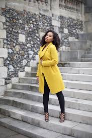 Attractive Black And Yellow Outfits For Ladies 10 Ideas To Put On Colorful Coats Pretty Designs Yellow Coat Outfit Fashion Black Girl Fashion