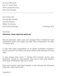 Tidak hadir ke sekolah atas masalah kesihatan. Contoh Surat Rasmi Tidak Hadir Ke Sekolah Transantartica