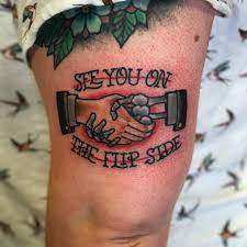 Are there any tattoos that can be placed upside down? See You On The Flip Side By Me Nick Monty At Big Guns Tattoo Oshkosh Wi Traditionaltattoos