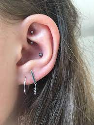 Double Lobe Rook And Conch Piercing Ear Piercings Rook Ear Piercings Rook And Conch Piercing