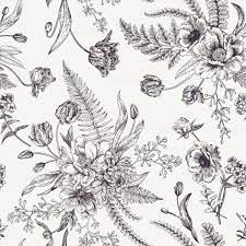 110,000+ vectors, stock photos & psd files. Seamless Floral Pattern With Bouquets Of Spring Flowers Black And Floral Pattern Flower Drawing Black And White Illustration