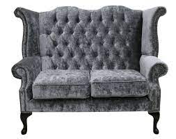 Plush and comfy oversized sofas and loveseat sets are perfect for snuggling up in cozy comfort. Chesterfield 2 Seater Queen Anne High Back Sofa Modena Regency Grey Velvet Ebay