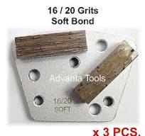 3PK Trapezoid HTC Style Grinding Shoe / Disc / Plate - Soft Bond - 16/20  Grit | eBay