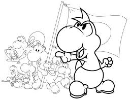 Simple mario bros coloring page to download for free : Yoshi Coloring Pages Print Dinosaur From Mario Wonder Day