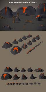 Volcano 3d Low Poly Models Craftpix Net In 2020 Low Poly Models Low Poly Character Low Poly
