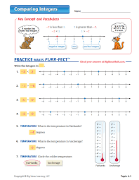 Comparing Integers Worksheet Answers Integers Worksheet Negative Integers Integers Practice