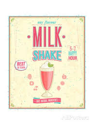 Strawberries Retro Poster Milkshake Posters Art Prints