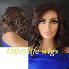 Human Hair brown wavy lace front wig