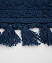 The most common white fringe rug material is cotton. Navy 17 In X 24 In 20 In French Connection Nellore Fringe Bath Rug X 34 In Bath Home Urbytus Com